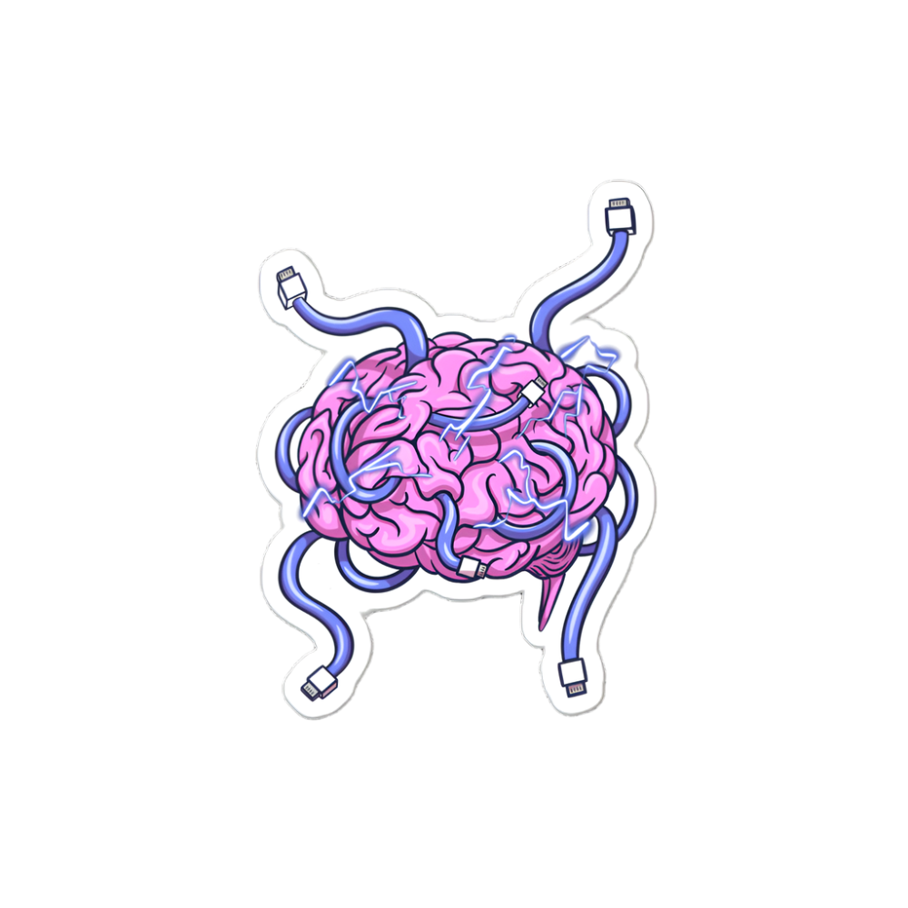 Wired Brain Sticker 4x4"