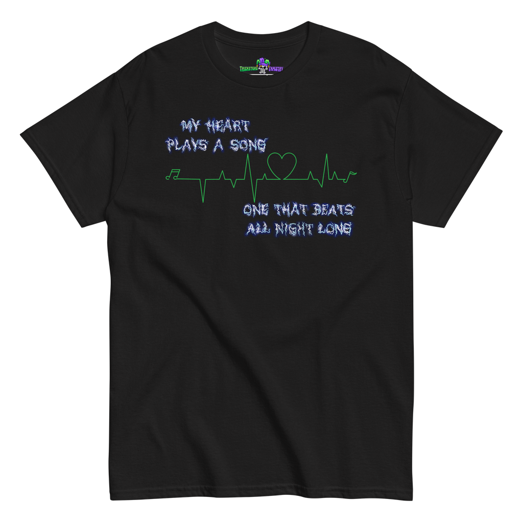 Heart Monitor Poem Tee, Electric Font, Black Front