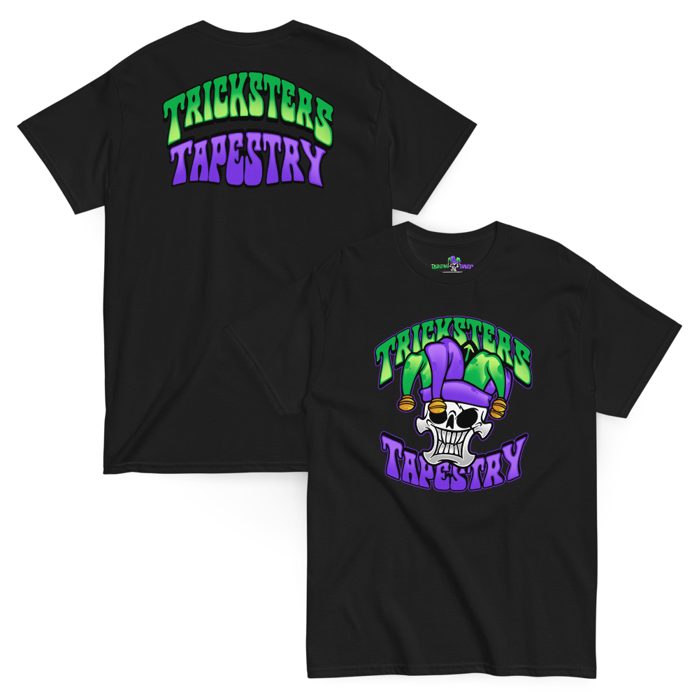 Tricksters Tapestry Logo Black Front and Back