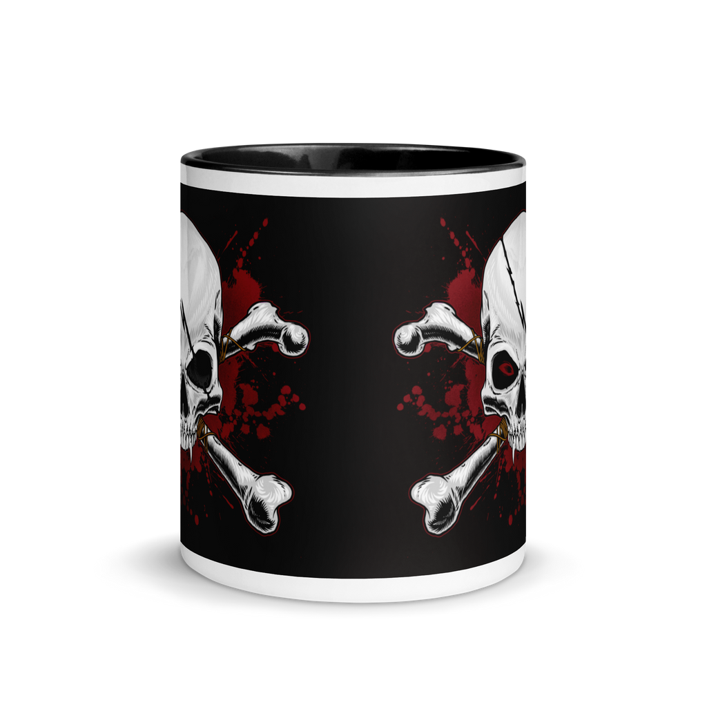 Crimson Grin Skull and Crossbones Ceramic Mug 11 oz front
