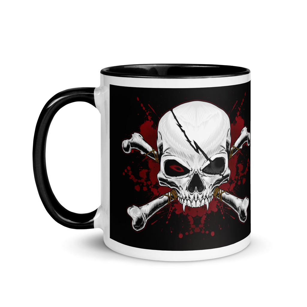 Crimson Grin Skull and Crossbones Ceramic Mug 11 oz right side